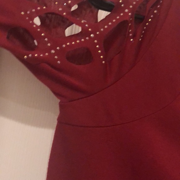 Wine Crisscross-Sleeve Zip-Front V-Neck Tunic XL - Picture 5 of 10